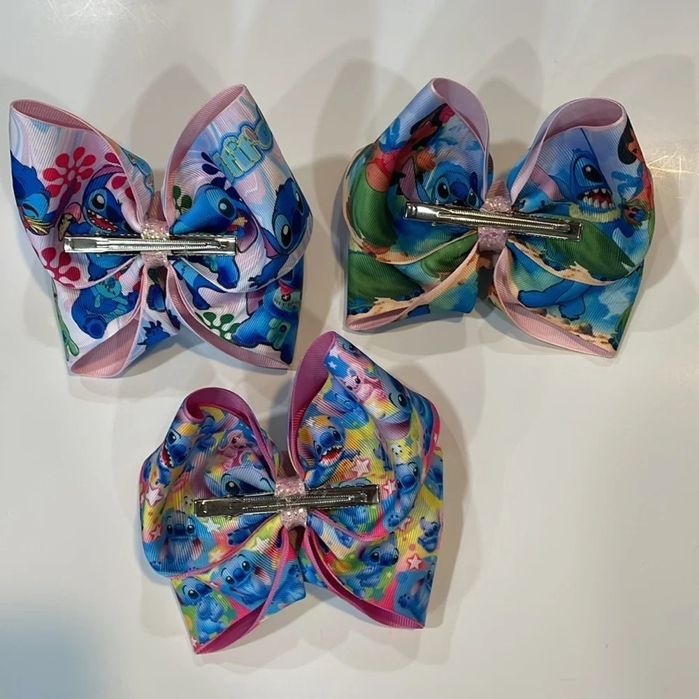 Colorful Stitch Hair Bows bundle (3 pieces )
